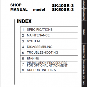 Kobelco SK40SR-3, SK50SR-3 Mini Excavator Repair Service Manual