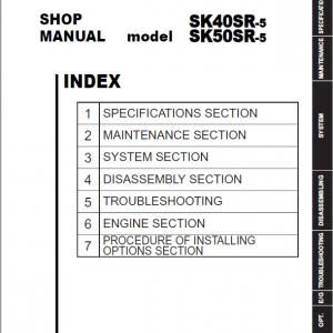 Kobelco SK40SR-5, SK50SR-5 Mini Excavator Repair Service Manual