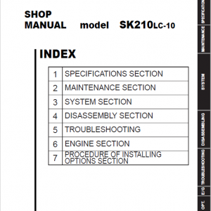 Kobelco SK210LC-10 Hydraulic Excavator Repair Service Manual