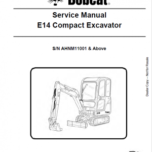 Bobcat E14 Excavator Repair Service Manual