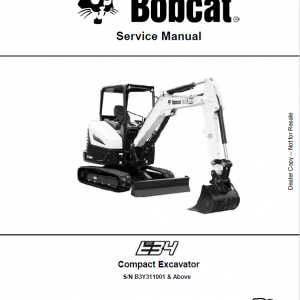 Bobcat E34 Excavator Repair Service Manual
