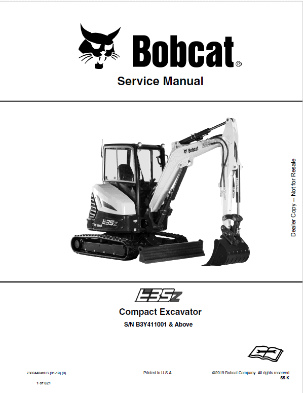 Bobcat E35Z Excavator Repair Service Manual
