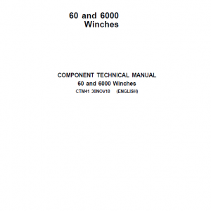 John Deere 60, 6000 Winches Component Technical Manual (CTM41)