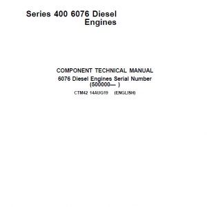 John Deere 6076 Diesel Engines Component Technical Manual (CTM42)