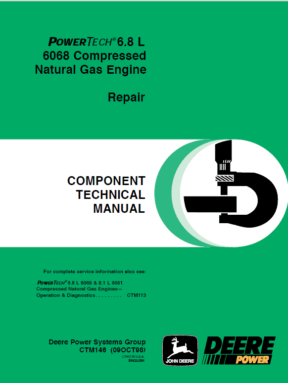 John Deere PowerTech 6.8L 6068 Natural Gas Engines Technical Manual (CTM146)