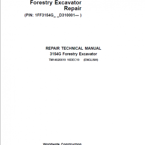 John Deere 3154G Swing Excavator Repair Service Manual (S.N after D310001 - )