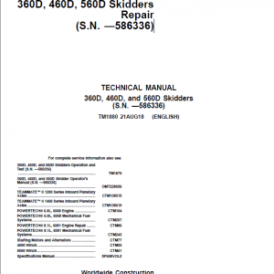 John Deere 360D, 460D, 560D Skidders Repair Manual (S.N. before 586336)