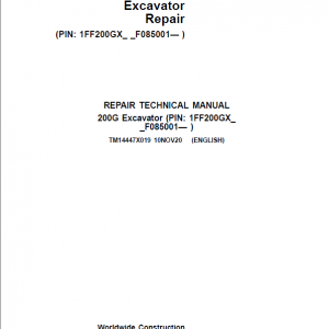 John Deere 200G Excavator Repair Service Manual (S.N after F085001 -)