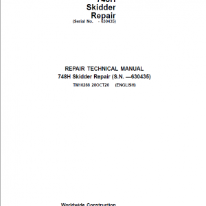 John Deere 748H Skidder Repair Service Manual (S.N before 630435)