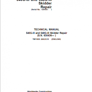 John Deere 540G-III, 548G-III Skidder Repair Service Manual (S.N after 630436 - )