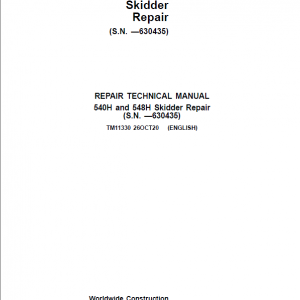John Deere 540H, 548H Skidder Repair Service Manual (S.N before - 630435)