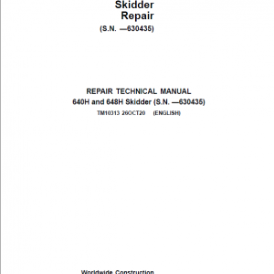 John Deere 640H, 648H Skidder Repair Service Manual (S.N before - 630435)