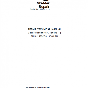 John Deere 748H Skidder Repair Service Manual (S.N after 630436 - )