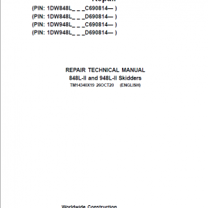 John Deere 848L-II, 948L-II Skidder Repair Service Manual (S.N C690814 & D690814 - )