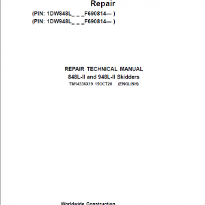 John Deere 848L-II, 948L-II Skidder Repair Service Manual (S.N F690814 - )