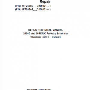 John Deere 2654G, 2654GLC Swing Excavator Repair Manual (S.N C260001 - & D260001 - )