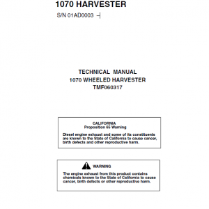 John Deere 1070 Harvester Repair Service Manual (S.N after 01AD0003 –)