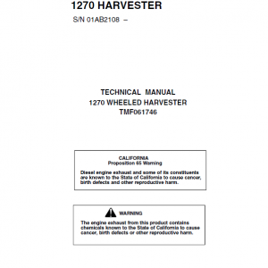 John Deere 1270 Harvester Repair Service Manual (S.N after 01AB2108 –)