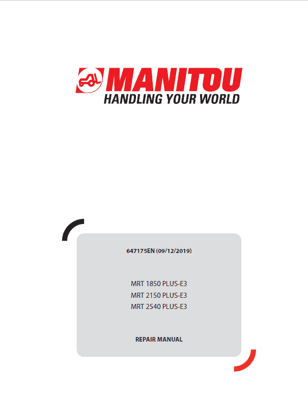 Manitou MRT 1850, 2150, 2540 Privilege Plus E3 Telehandler Repair Service Manual