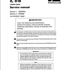 Fiatallis 8, 8-B Crawler Dozer Repair Service Manual