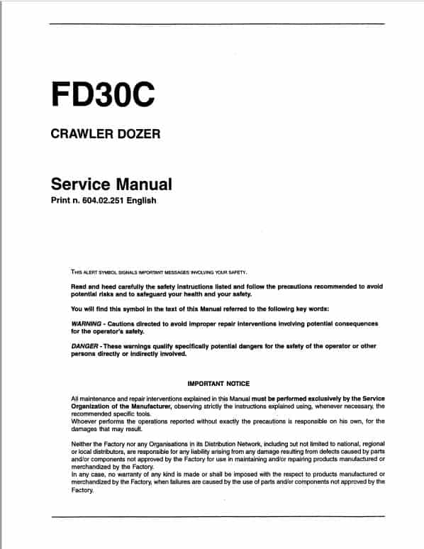 Fiatallis FD30C Crawler Dozer Repair Service Manual