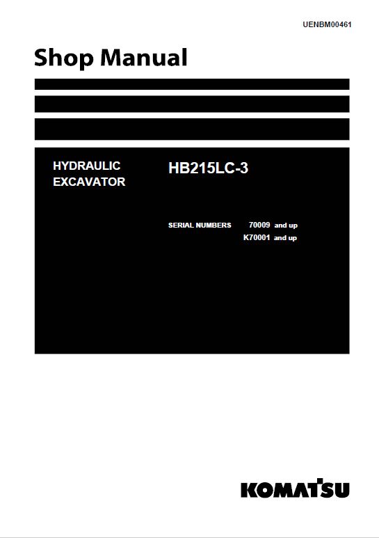 Komatsu HB215LC-3 Excavator Repair Service Manual