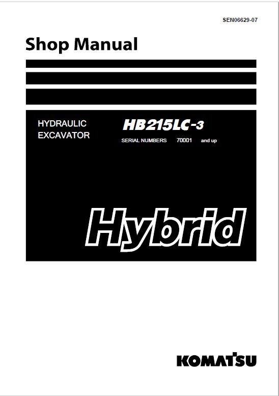 Komatsu HB215LC-3 Hybrid Excavator Repair Service Manual