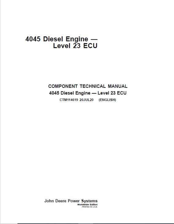 John Deere 4045 Engine Level 23 ECU Component Technical Manual (CTM114619)