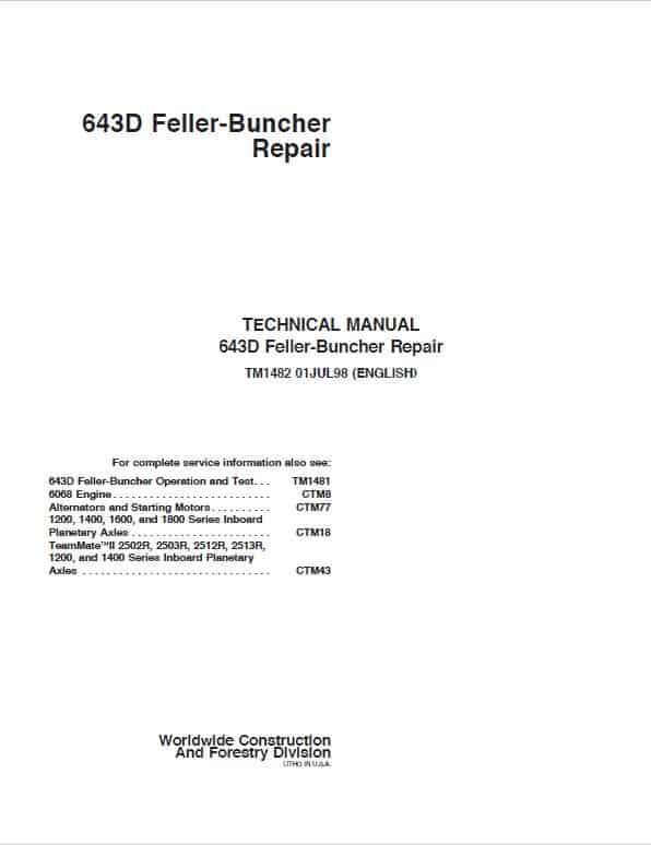 John Deere 643D Feller Buncher Service Manual