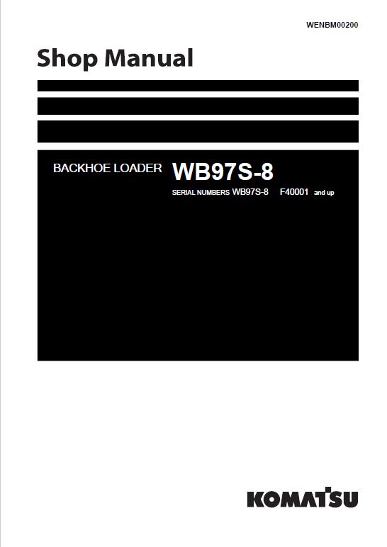 Komatsu WB97S-8 Backhoe Loader Repair Service Manual