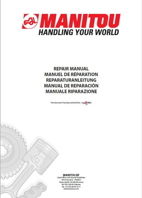 Manitou MHT 7140, MH T990, MHT 990 MHO Telehandler Repair Manual