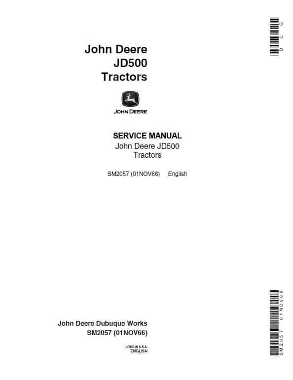 John Deere JD500 Tractor Loader Repair Service Manual (SM2057)