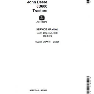 John Deere JD600 Tractor Repair Service Manual (SM2058)