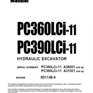 Komatsu PC360LCi-11, PC390LCi-11 Excavator Repair Service Manual