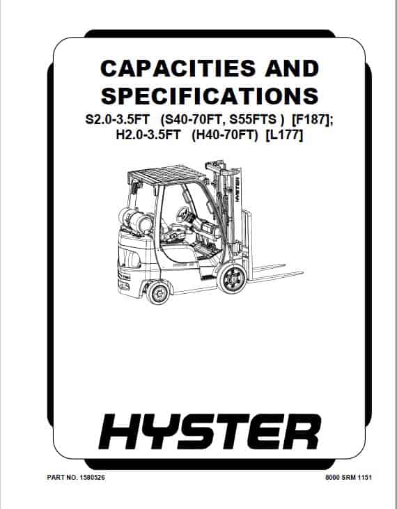Hyster H2.0FT, H2.5FT, H3.0FT, H3.5FT Forklift Truck Repair Service Manual ( S.N L177)