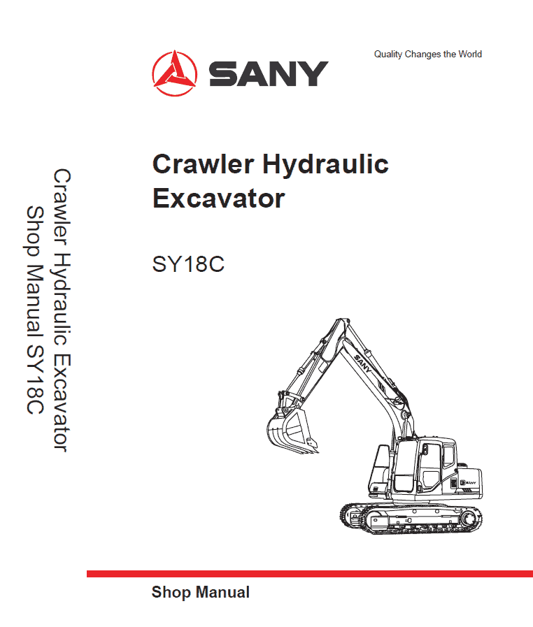 Sany SY18C Hydraulic Excavator Repair Service Manual