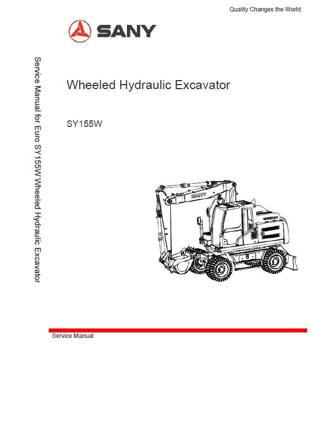 Sany SY155W Hydraulic Excavator Repair Service Manual