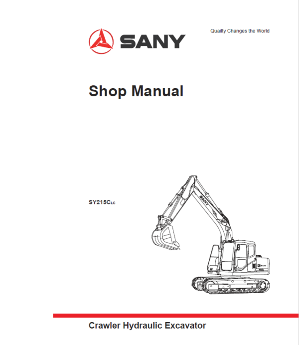 Sany SY215C-LC Hydraulic Excavator Repair Service Manual
