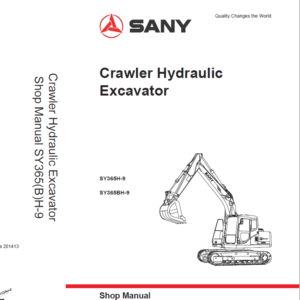 Sany SY365H-9, SY365BH-9 Hydraulic Excavator Repair Service Manual