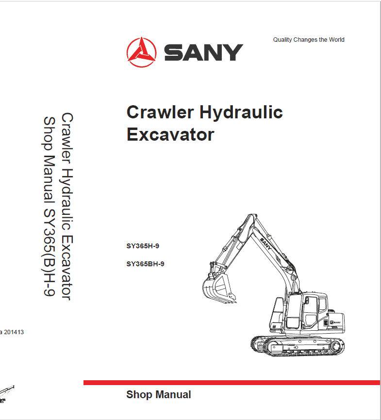 Sany SY365H-9, SY365BH-9 Hydraulic Excavator Repair Service Manual
