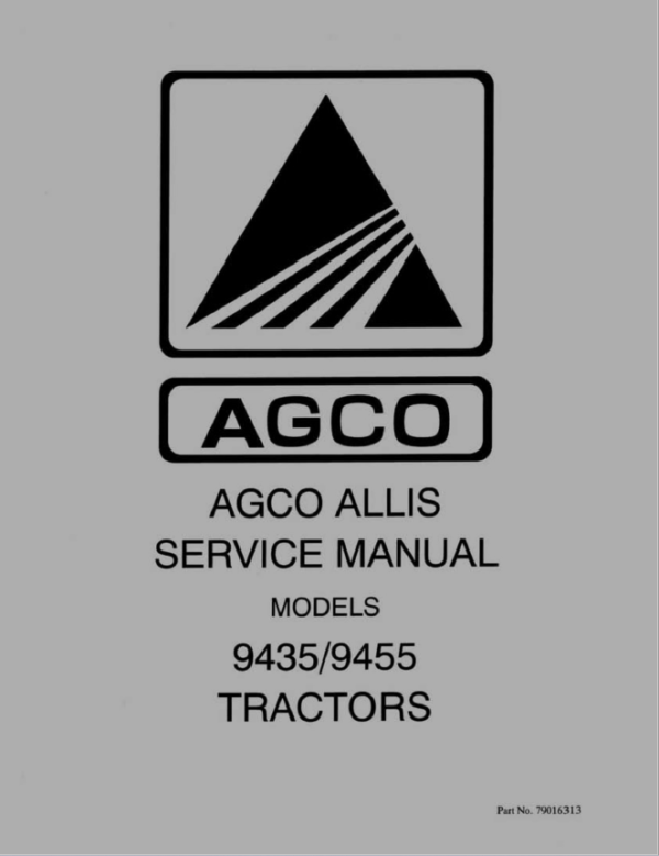 AGCO Allis 9435, 9455 Tractors Repair Service Manual