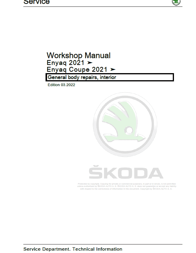 SKODA ENYAQ (5A, 5AC, 5AZ) Repair Service Manual