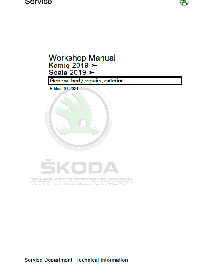 SKODA KAMIQ (NW) Repair Service Manual
