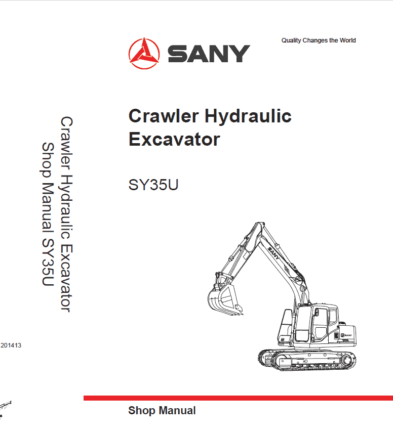 Sany SY35U, SY35C Hydraulic Excavator Repair Service Manual