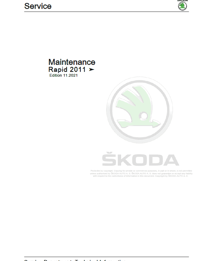 SKODA RAPID (NA, NK) Repair Service Manual