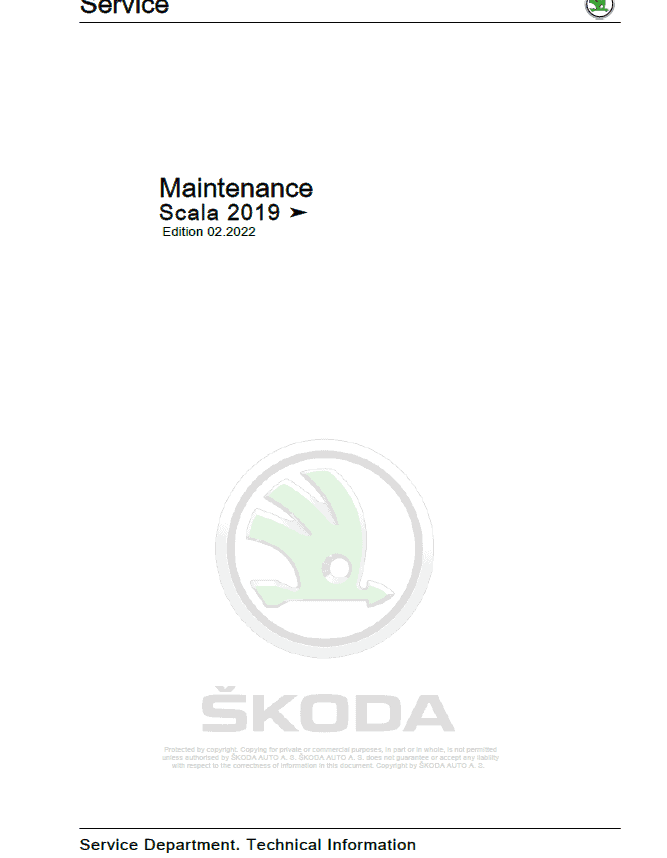 SKODA SCALA (NW, NW1) Repair Service Manual