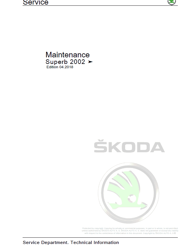 SKODA SUPERB (3U, 3U4) Repair Service Manual