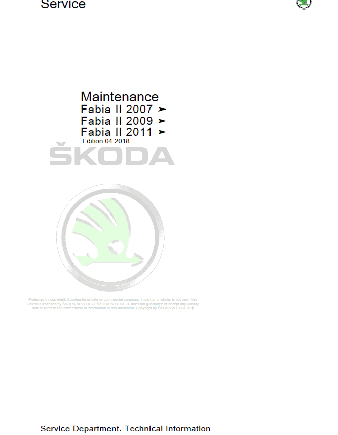 Bedienungsanleitung Bordmappe SKODA FABIA II (542) 1.2 44 KW