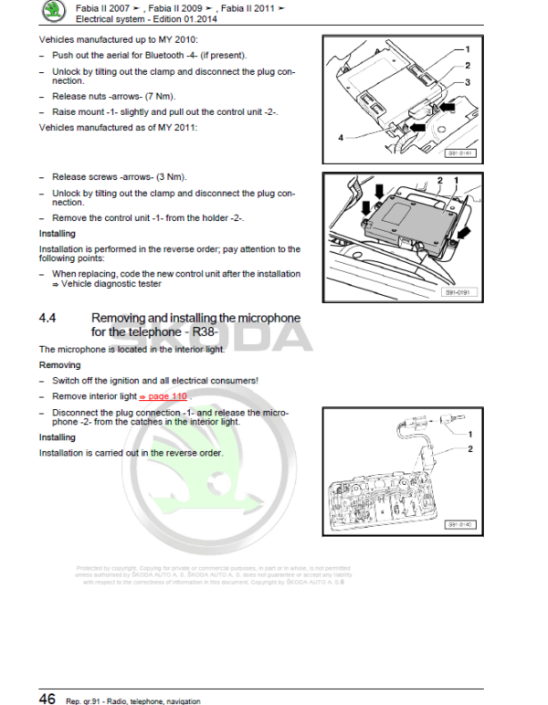 SKODA FABIA II (54) Repair Service Manual