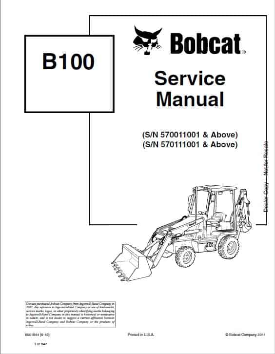 Bobcat B100 Loader Service Repair Manual